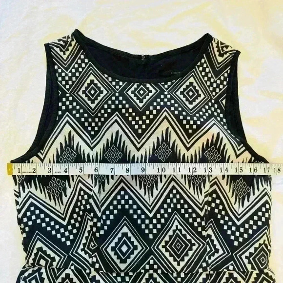 J Crew women’s dress 6 diamond ikat midi gray cream black belted excel pre-owned - Picture 6 of 14